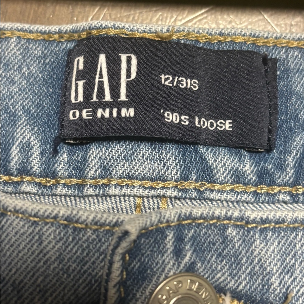 Gap Denim 90s Loose Fit Blue Jeans Size 12/31 Short Medium Wash Blue Mid Rise - Picture 4 of 7